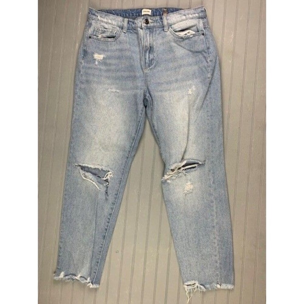 Sneak Peek Size 7 Womens Jeans Sexy Boyfriend Crop Raw Hem Distress Mid Rise